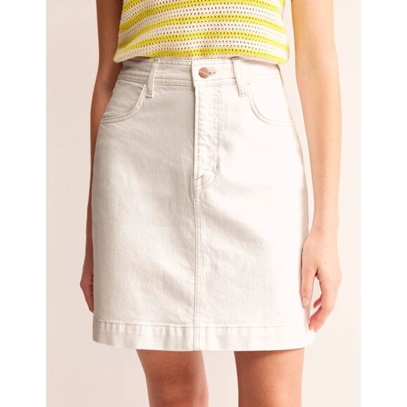 Boden White Denim Pencil Pockets & Button Closure Women's Skirt Size 4 - Picture 1 of 9